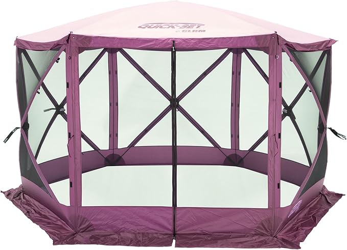 CLAM Pop Up Screen Tent, Outdoor Camping Gazebo Canopy, Escape, 11.5', Plum