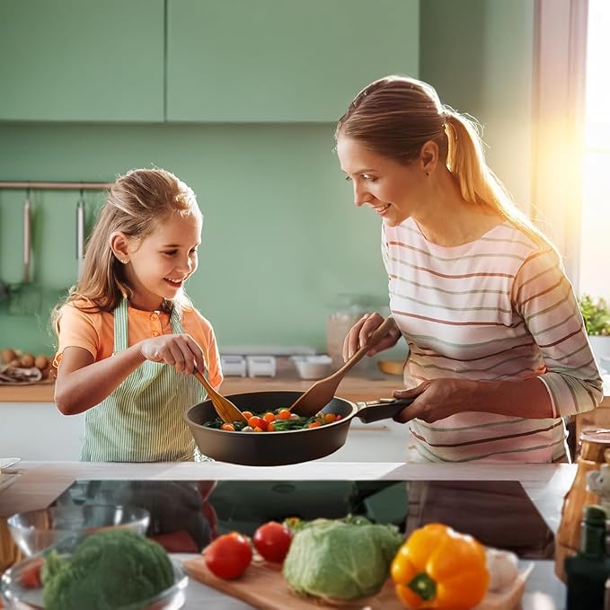 8, 10 and 12 Inch Nonstick Frying Pan Set of 3 - Cast Aluminum Pan with Detachable Handle - Non Stick Skillet Healthy Cooking Pans Induction Compatible Cookware, PFOA Free