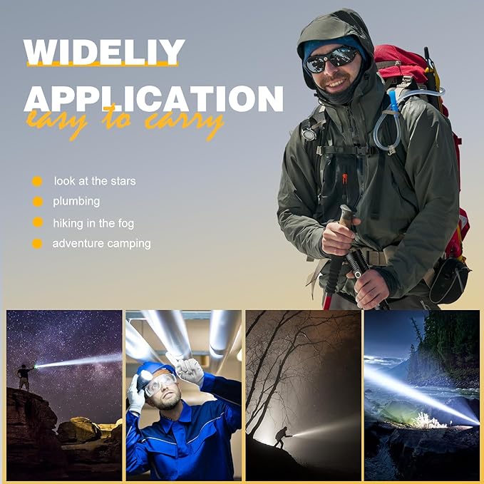 Small Tactical Flashlights High Lumens - 1500 Meters Long Beam Super Bright LED Magnetic Flashlight USB Rechargeable Zoomable 5Modes Long Beam Spotlight Flashlight for Hiking, Camping-Red