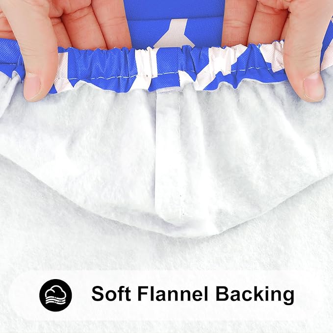 Smiry Rectangle Picnic Table Cover, Waterproof Elastic Fitted Camping Tablecloths for 8 Foot Tables, Wipeable Flannel Backed Vinyl Tablecloth Protector for Indoor, Outdoor (Blue, 30x96 Inches)