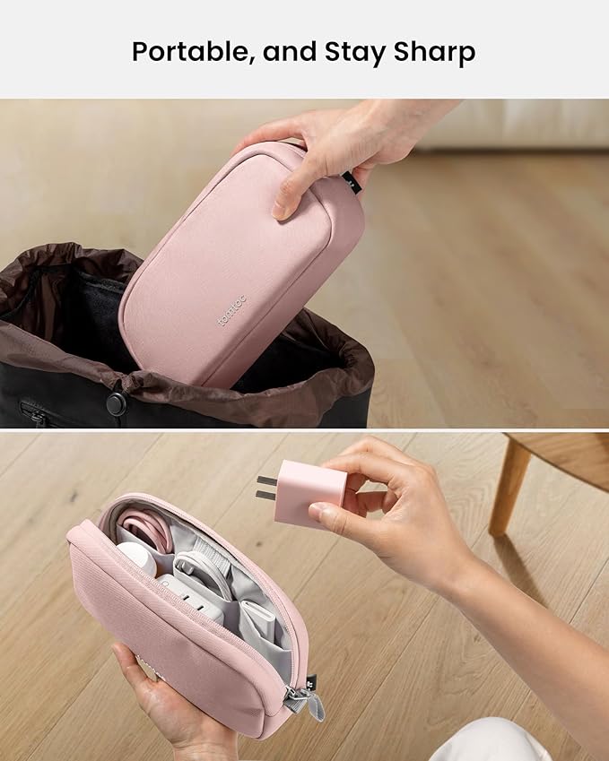 tomtoc Electronics Organizer Travel Case, Water Resistant Travel Bag Cable Organizer for Essentials, Tech Pouch Accessories Carry Storage for Cord, Phone, Cables, Airpods, USB Flash Drive, Daily Items