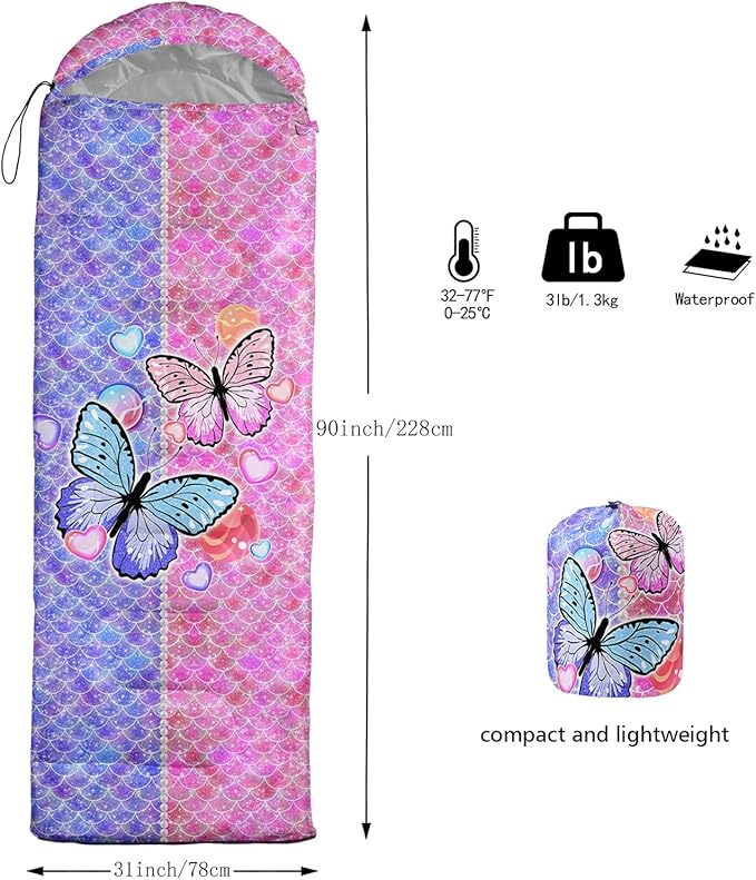 QOOMO Camping Sleeping Bags,3 Season Warm & Cool Weather,Lightweight,Waterproof Sleeping Bags for Adults & Kids,Traveling,and Outdoors,Camping Gear Equipment