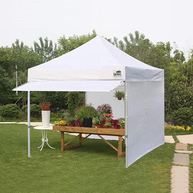 Eurmax USA 10 x 10 Pop up Canopy Commercial Tent Outdoor Party Canopies with 4 Removable Zippered Sidewalls and Roller Bag Bonus 4 Canopy Sand Bags & 24 Squre Ft Extended Awning(Red)