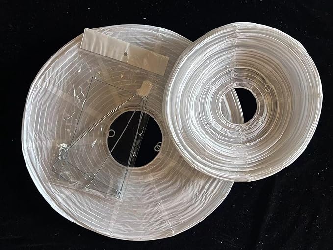 White Paper Lanterns 19+21inch 2PCS Large Rice Paper Lamp Shade Hanging Semicircular and Elliptical Pendant Light Shade Chinese Lantern for indoor bedroom,living room.gift for her