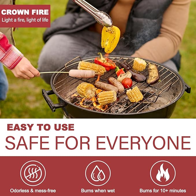 Fire Starters for Fireplace Indoor, and Outdoor Use - Natural Firestarter for Pizza Oven, Fire Pit - Fire Starters for Campfires - Charcoal Starter - 60 Rolls