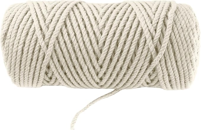 4mm x 200 Feet White Jute Rope, Twine for Gardening Tomato Climbing Plant Tie Floristry Crafts Gift Wrapping Packing Decor