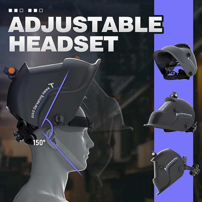 1/1/1/1 True Color Auto Darkening Welding Helmet with light, Solar Powered Wide Shade 4/9-13 for TIG MIG Stick Weld Hood Mask