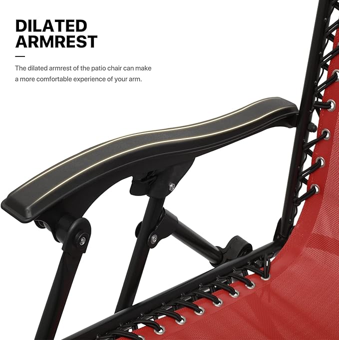 MoNiBloom 3PCS Leisure Chairs Table Set Outdoor Furniture Zero Gravity Chairs Recliner Adjustable Folding Lounger for Pool Patio Camping Yard Beach Vacation, 330lbs Capacity, Maroon