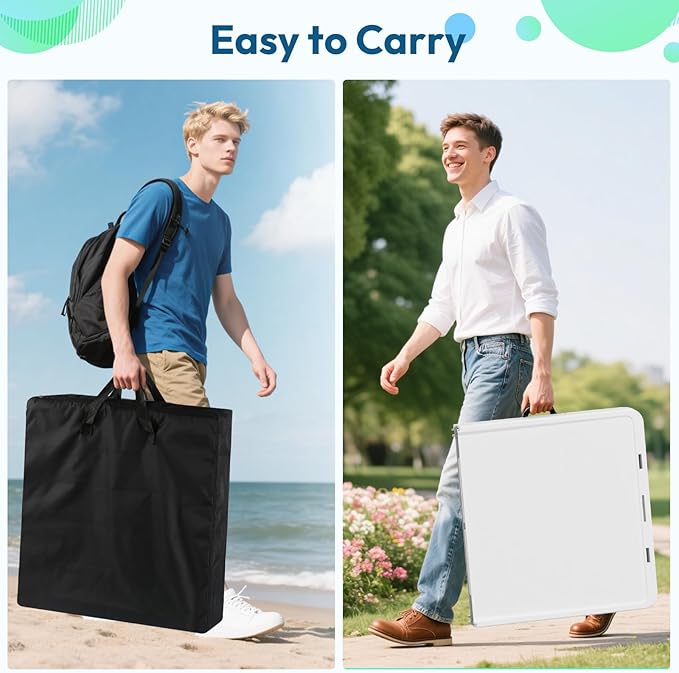 HLPB Fold in Half Folding Fish Cleaning Table with Sink, Foldable Protable Camping Sink Table with Drainage Hose & Fish Cleaning Kit, Fish Fillet Cutting Desk for Picnic Patio Backyard BBQ, White