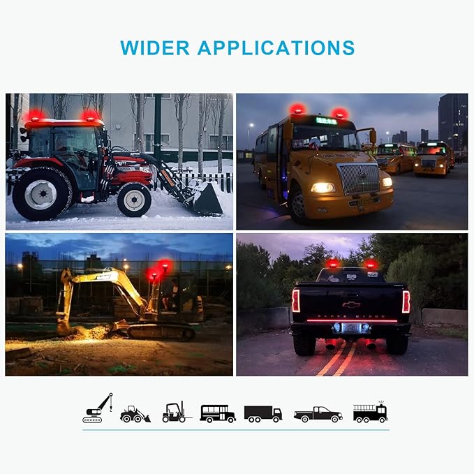 Agrieyes Amber Beacon Light 4.2Inch, Flashing Safety Warning Lights Permanent/Magnet Mount (Red, Screw)