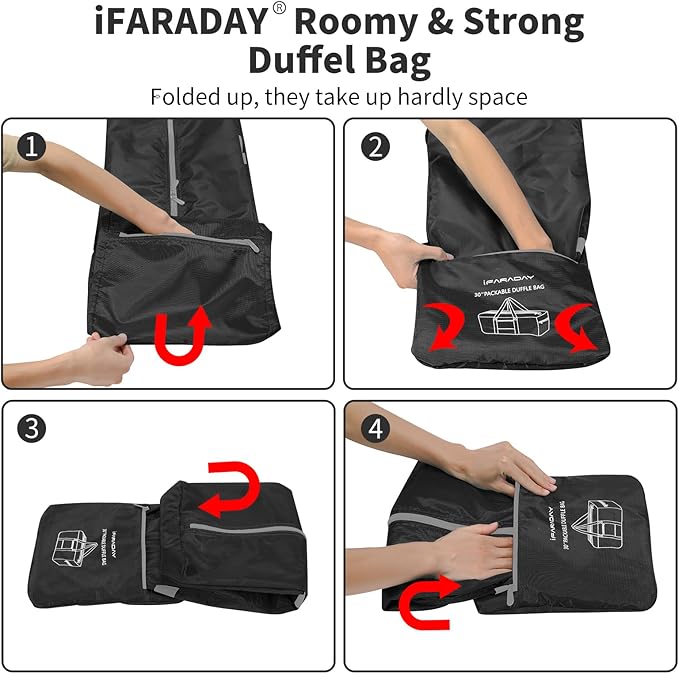 Foldable Duffle Bag for Travel - 30 inch / 75L Large Spare Travel Duffel Bag Lightweight with Trolley Sleeve - Black
