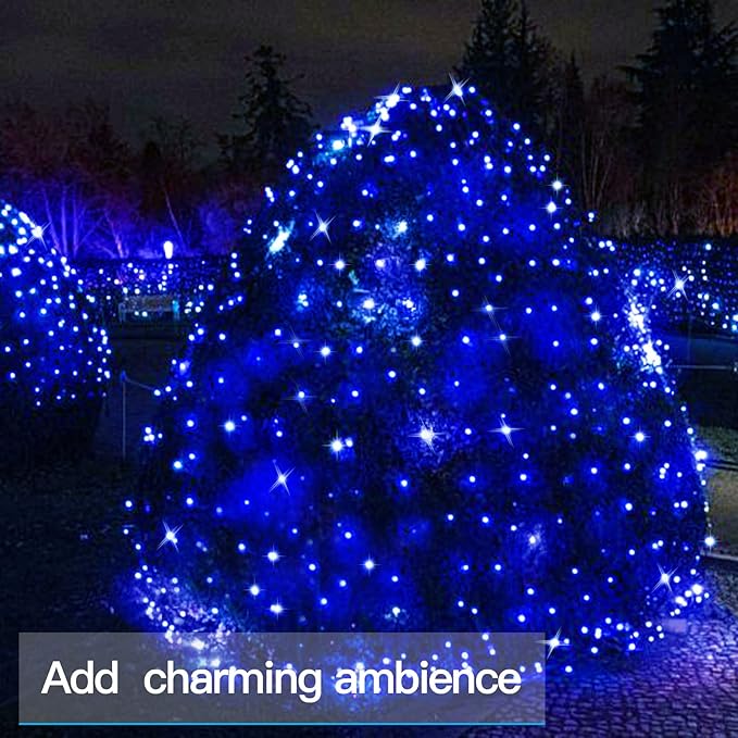 suddus Blue LED Christmas Lights Outdoor,200led 66ft Battery Operated Fairy Lights Indoor, Twinkle Lights for Bedroom, Halloween, Backyard, Tree, Dorm, Patio, Tapestry, Garden, Party