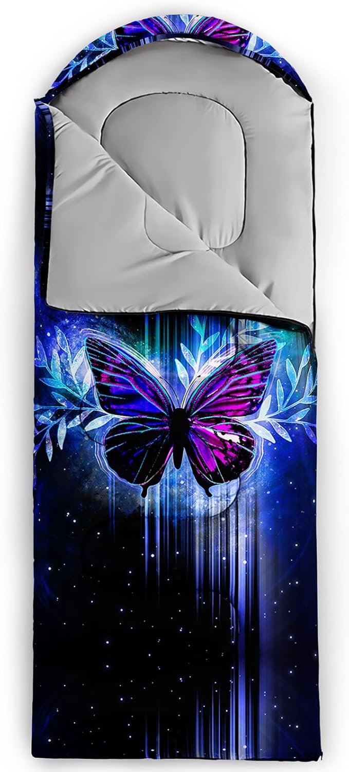 AILONEN Outer Space Astronaut Camping Sleeping Bags,Lightweight & Waterproof,3 Season Warm & Cool Weather,Cartoon Sleeping Bags for Kids,Boys Girls Travelling,Outdoors