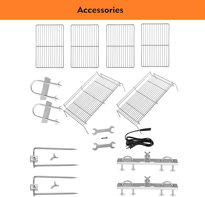 50W Rotisserie Grill Roaster 51 Inch BBQ Outdoor Small Pig Lamb Rotisserie Roaster 132LBS/60KG Stainless Steel Charcoal Spit Rotisserie Roaster Grill Great for Camping Outdoor Barbecue