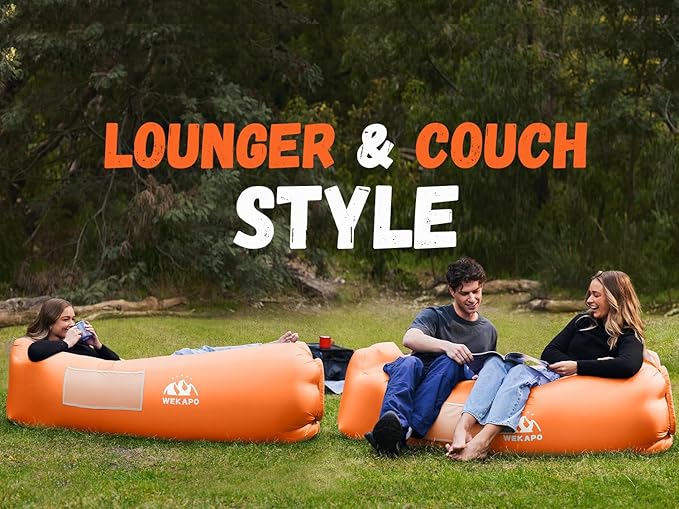 WEKAPO Inflatable Sun Lounger, Air Sofa, Hammock, Portable, Waterproof and Leak-Proof, Ideal for Backyard, Beach, Travel, Camping, Picnics and Music Festivals
