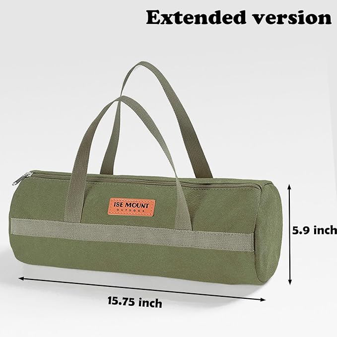 Tent Stakes Bag, Double Layer Tent Pole Pegs Storage Bag, Camping Accessories Large-Capacity Canvas Tool Bag with Zipper for Man Camping, Hiking (40cm Green)