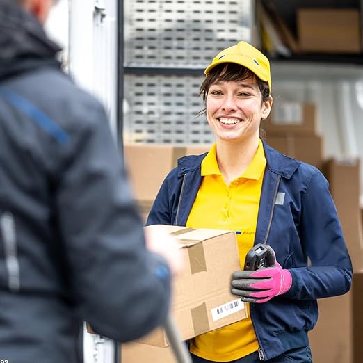 Kebada W1 Work Gloves Women, PU Coated Safety Gloves with Grip, Touchscreen, Ideal for Warehouse Package Handling, Construction, Gardening, Pink Medium