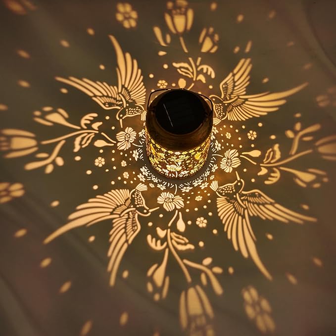 Hummingbird Lantern Solar Outdoor, Birthday Gifts for Women, Solar Light Outdoor Waterproof LED Decorative Garden for Lawn, Landscape, Patio, Porch Hanging Lantern for Ladies, Mom, Grandma