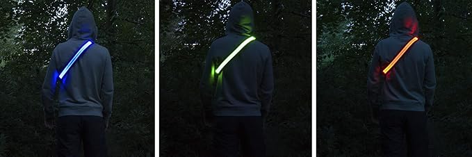 ILLUMISEEN LED Reflective Belt Sash | High Visibility LED Lights with 2 Lighting Modes | Adjustable Quick Release Buckle | USB Rechargeable, No Batteries Needed | Weatherproof Professional Safety Gear