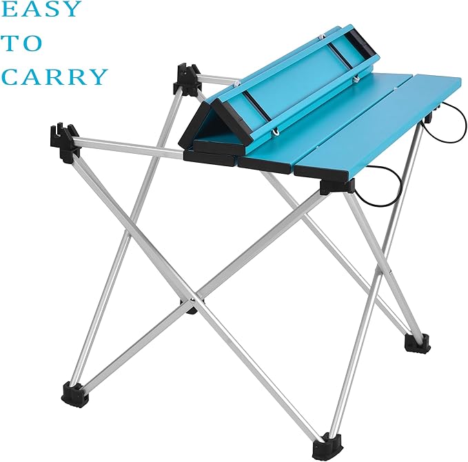 Grope Small Folding Camping Table with Aluminum Table Top, Beach Table for Sand with Carrying Bag,Prefect for Outdoor,Picnic,BBQ,Cooking,Festival