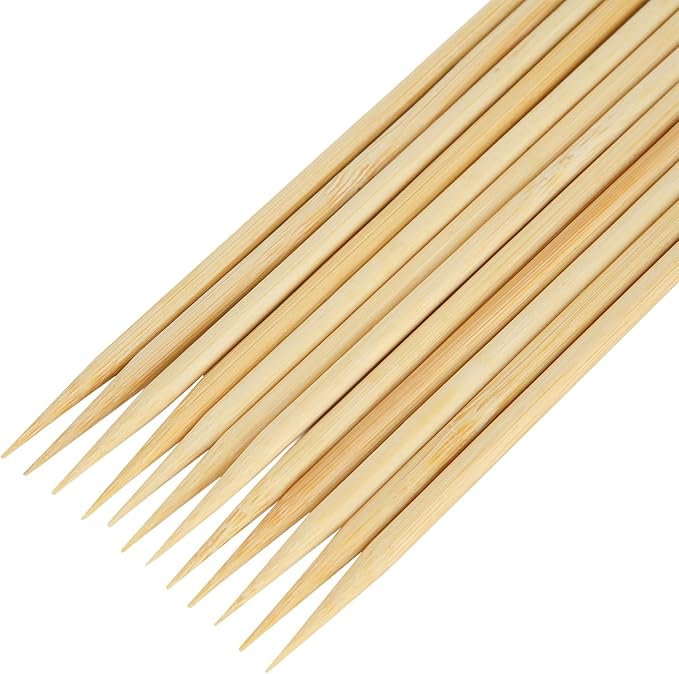 Acrux7 500 PCS 16 Inch Natural Bamboo Skewers, 1/6 Inch (4mm) Thick Smores Sticks Marshmallow Roasting Sticks, Long Bamboo Skewers for Kabobs, Appetizers, Fruit, Grilling, Barbecue, Crafts