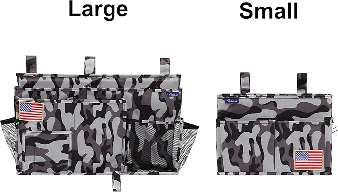 Surblue Bedside Caddy Hanging Organizer Storage Bag Pocket for Bunk, Hospital, College Dorm Rooms, Baby Bed Rails, Camp - 8 Pockets (Large, City)