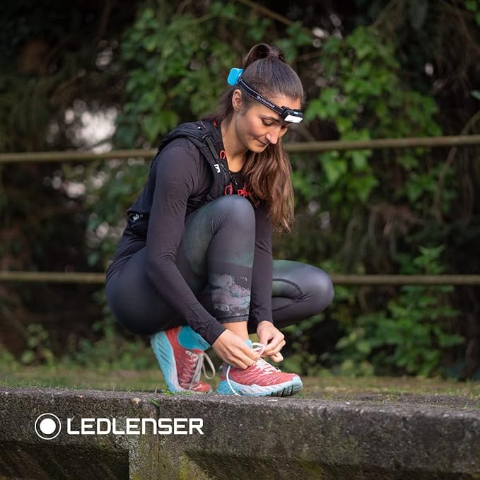 Ledlenser NEO9R LED headlamp Trail Running, Running lamp, Bright, 1200 lumens, Rechargeable, red Rear Light, Chest Strap, Reflective Headband (Black)