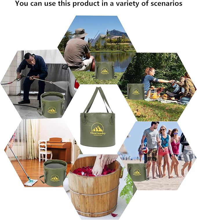 Durable Multifunctional Portable Folding Bucket Water Supplies for Outdoor Garden Camping Fishing Car Wash Space Saving (20l-20L, Grey)