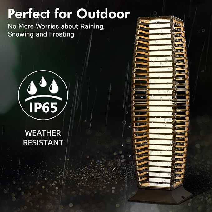 Grand patio 2-Piece Outdoor Floor Lamp Solar Powered Lantern Waterproof Wicker Boho Deck Lights for Garden Porch Decor, Large Crossover