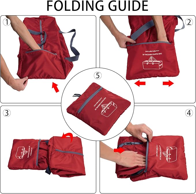 Foldable Duffel Bag 30" / 75L Lightweight with Water Rresistant for Travel-Red