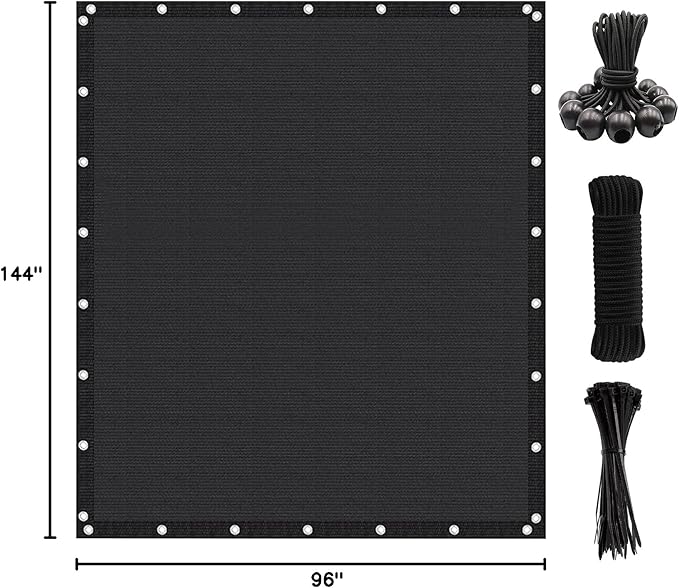 Artpuch 90% Sun Shade Cloth, 8 x 12 FT Pergola Shade Cover Canopy with Grommets, Sun Screen Fabric Tarp for Patio, Outdoor, Garden, Backyard, Black