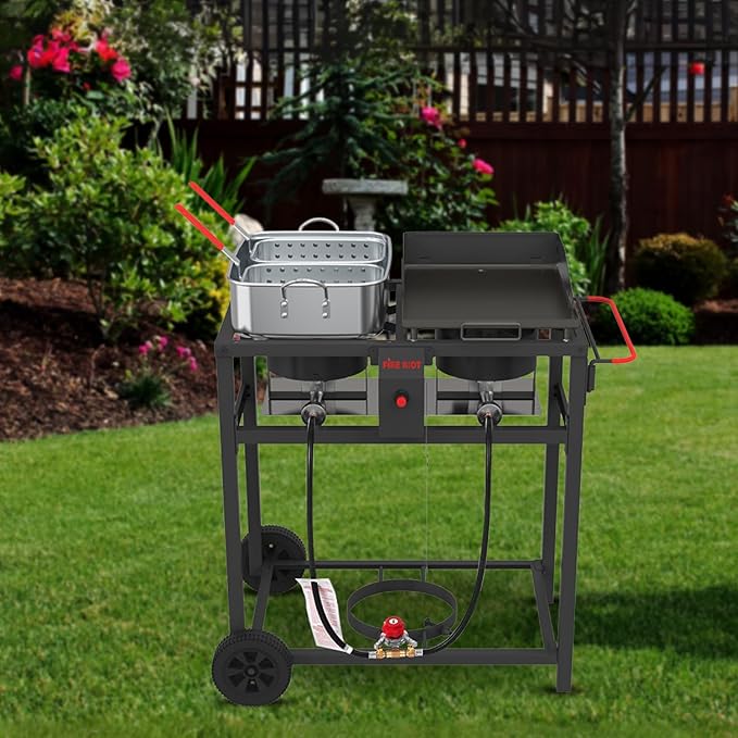 17.92" x 13.77” Flat Top Griddle for Outdoor Cooking – Durable Cast Iron Griddle for Stovetops – Premium Heavy Duty Stovetop Griddle Plate for BBQ Gas Grill - Black