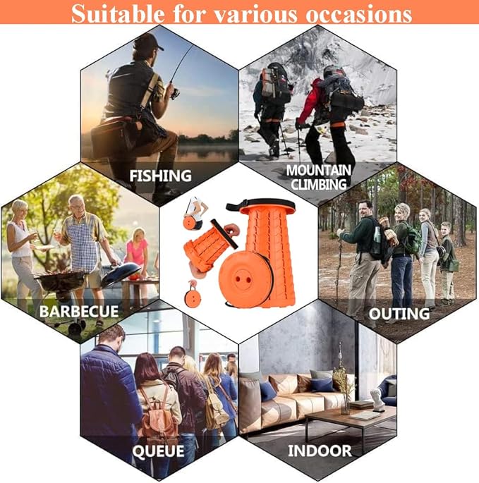 Fishboy Upgraded Collapsible Stool, 400lbs Max Weight, Lightweight But Sturdy, Portable Retractable Folding Telescoping Foldable Camping Stool for Adults Outdoor Fishing Hiking Gardening Travel BBQ