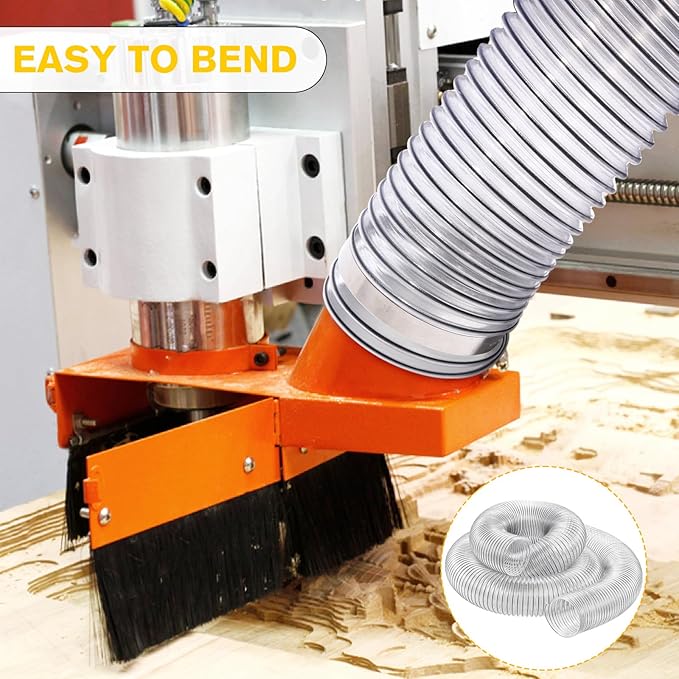 2-1/2"x10'Dust Collection Hose(Black Wire),2 1/2 Inch Dust Collection Tube with 304 Stainless Steel Hose Clamps,PVC 2.5 Collector Flexible Tube- Puncture Resistant