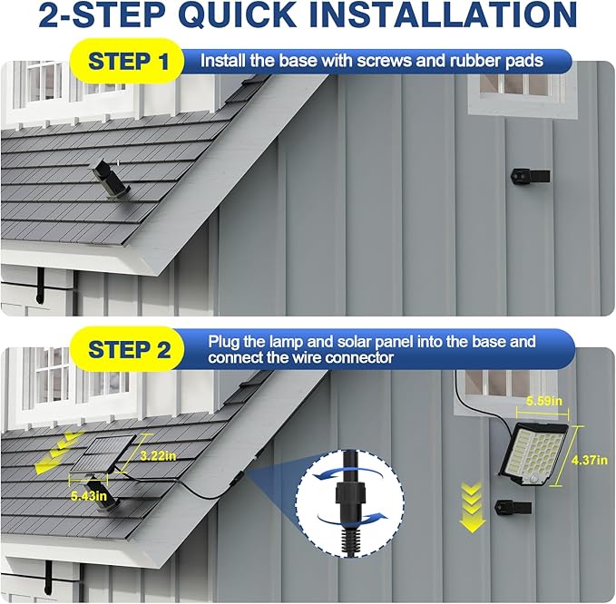 Solar Flood Lights Outdoor Waterproof, 2-Pack 186 LED Solar Wall Light Outside 2500LM, 3 Modes Remote Control with Motion Sensor, Dusk to Dawn Luces Solares, IP65 for Yard, Patio, Garden, Garage