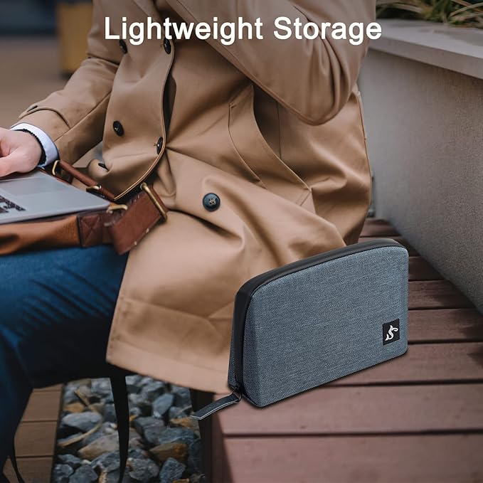 Electronic Organizer Travel Bag – Water-resistant Cable Bag for Cord, Charger, Hard Disk, Power Bank – Small Tech Storage for Travel, Backpack, Business Trip, Airplane (Blue)