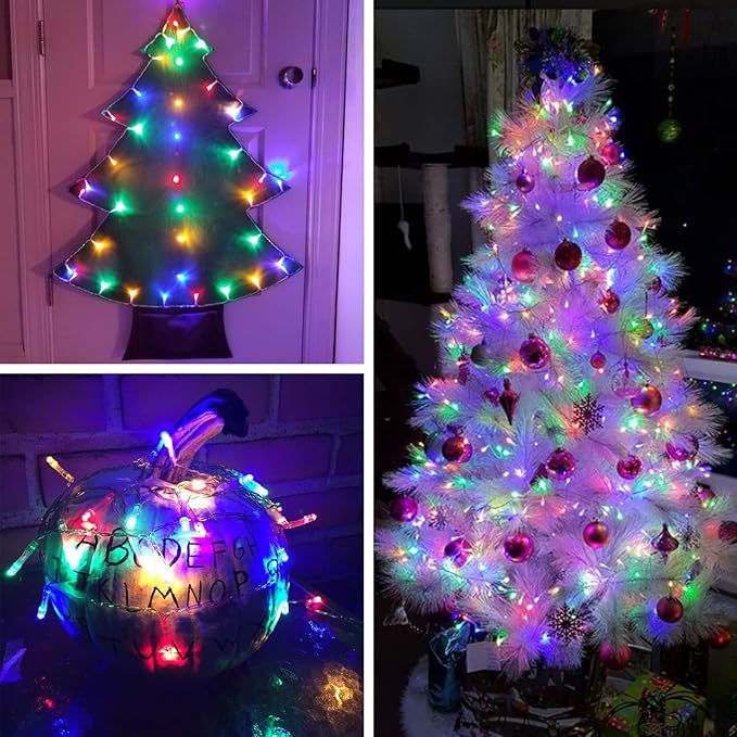 Multicolor to Cool White Color Changing 200 LED 66FT Christmas String Lights for Outdoor&Indoor, 11 Modes Christmas Tree Clear Wire Fairy Waterproof Lights with Memory Function & Remote & Timer