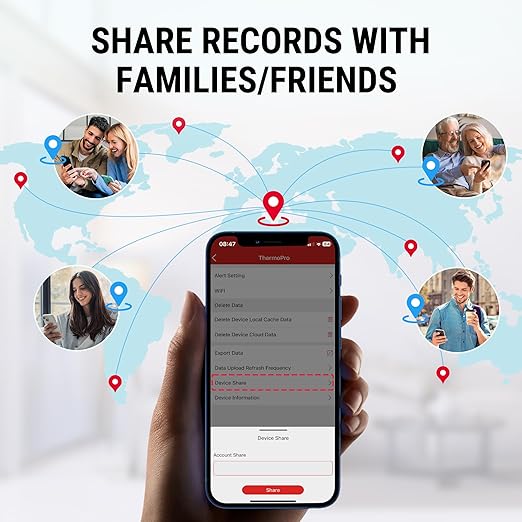 ThermoPro WiFi Hygrometer Thermometer, Wireless Humidity Meter Temperature and Humidity Monitor with Reliable Connectivity, Smart Temperature Sensor with App Notification Alerts & Data Storage Export