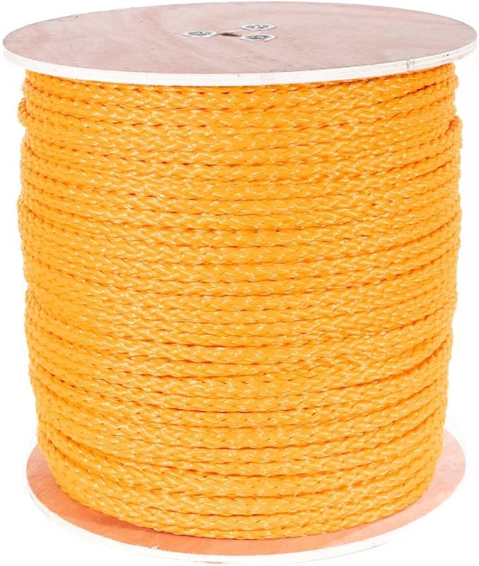 Hollow Braid Polypropylene Rope (1/2 Inch, 500 Feet, Yellow) - Barrier Rope - Trail Marking, Crowd Control, Golf Courses