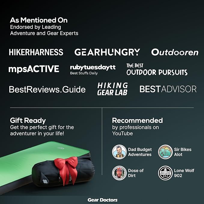 Gear Doctors Camping Pads Self Inflating Ultralight Apollo air 4.3-5.2 R Insulated Camping mats 1.5-3.3 in Must Haves Inflatable Foam air Sleep mat self Inflating air Mattress for Camping cot