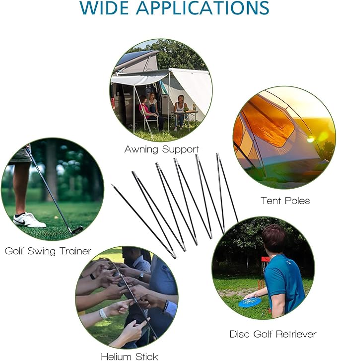 Aluminum Tent Poles Replacement, Black Pre-Assembled Tent Pole, 7001 T6 Heated Camping Tent Rod