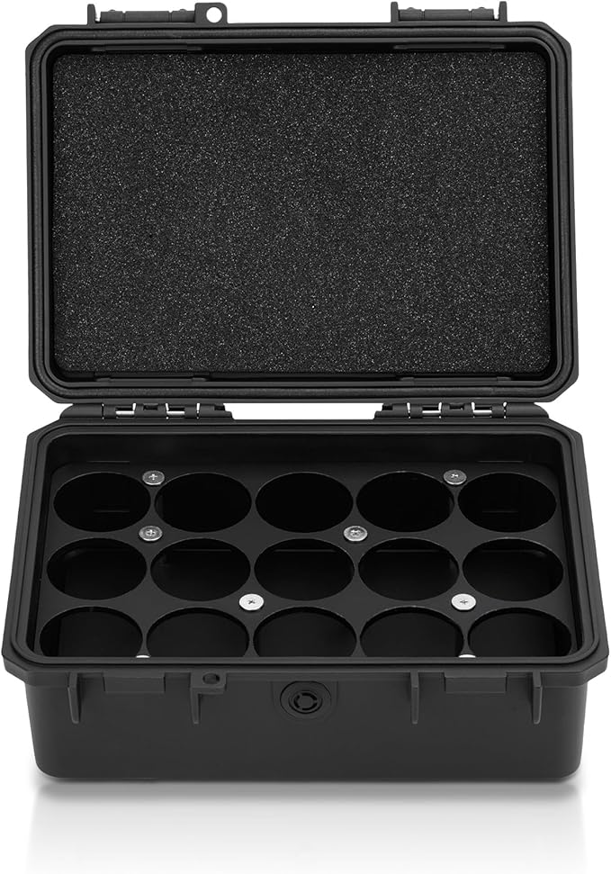 KIWIFOTOS 15 Slots D Battery Organizer Storage Case Shockproof D Cell LR20 Alkaline Batteries Holder Containers IP67 Waterproof for Household Outdoor Camping and Office All-Purpose