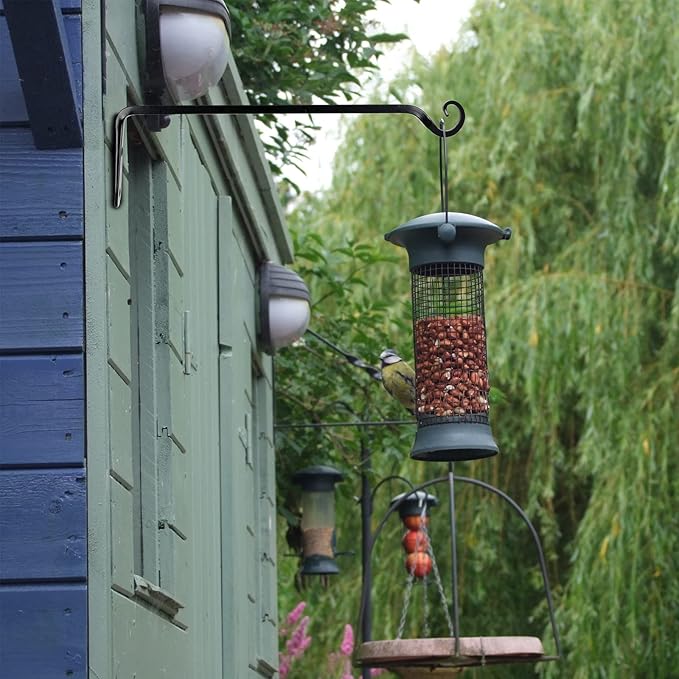 Gtongoko 2 Pack 15 Inch Plant Hangers Outdoor Metal, Plant Hooks for Wall Indoor, Outdoor Hooks for Hanging Bird Feeders, Plant Bracket, Lanterns, Wind Chinme, Black