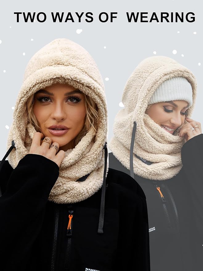 Balaclava Fleece Ski Mask for Men Women Winter Face Masks Windproof Hooded Scarf Cold Weather Hat Neck Warmer
