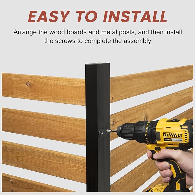 LILYPELLE 36in W x 44in H Air Conditioner Fence, 2 Panels Outdoor Privacy Fence Screen with Metal Stakes, Outside Decorative Fences Trash Can Pool Equipment Enclosure Panels