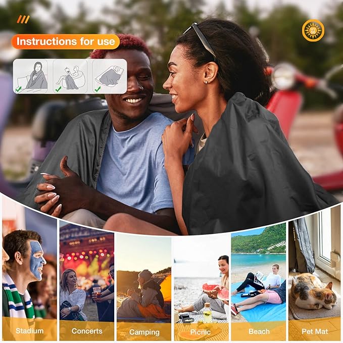 DUKUSEEK Camping Blankets for Cold Weather, Waterproof Blankets for Adult, Large (79x56), Portable, Wearable, Warm for Outdoor Camping, Picnic, Stadium, Sports, Beach, Concerts, Car, Dogs, Travelβ¦