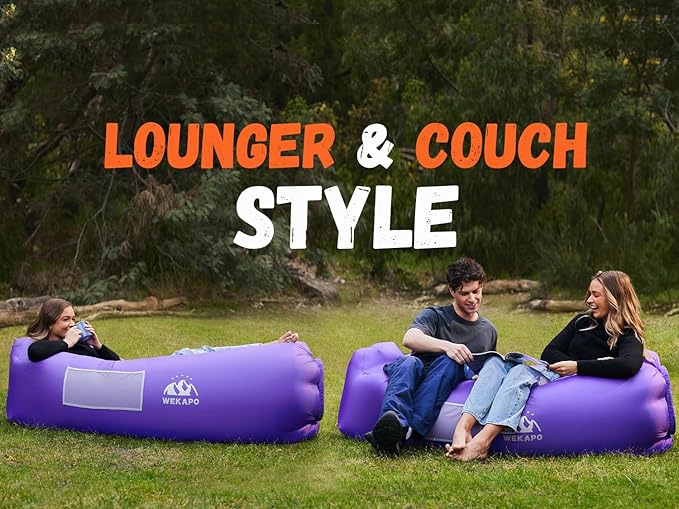 WEKAPO Inflatable Sun Lounger, Air Sofa, Hammock, Portable, Waterproof and Leak-Proof, Ideal for Backyard, Beach, Travel, Camping, Picnics and Music Festivals