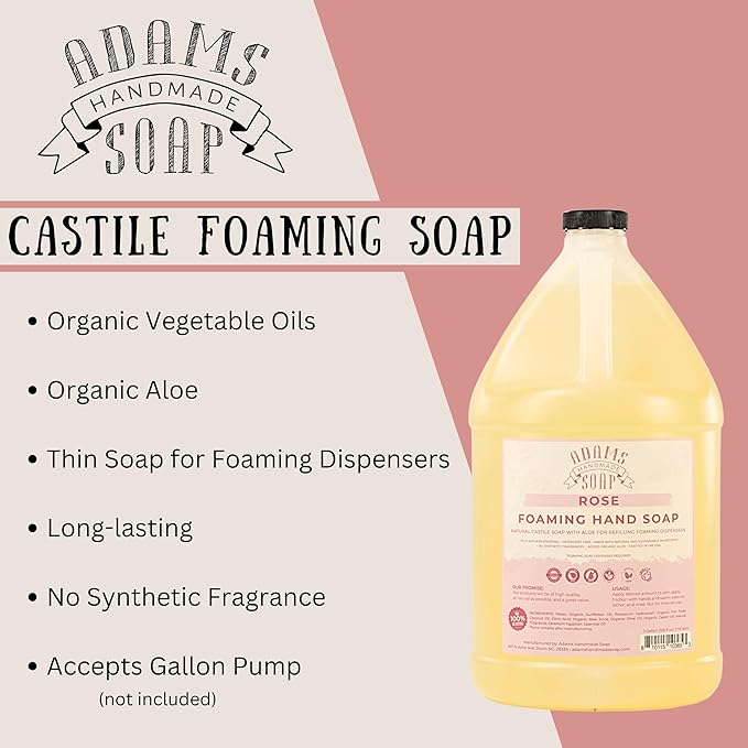 Adams Handmade Soap Liquid Foaming Soap 1 Gal - Rose (Pack of 4)