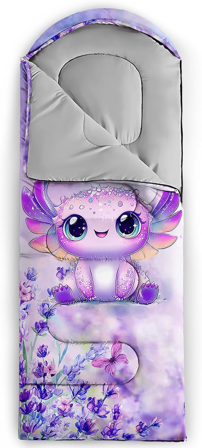 AILONEN Pink Lovely Rabbit Sleeping Bag for Girls Kids Adults,Warm and Cool Weather,Lightweight,Waterproof Backpacking,Cartoon Flowers Printed Bunny Sleeping Bag for Camping