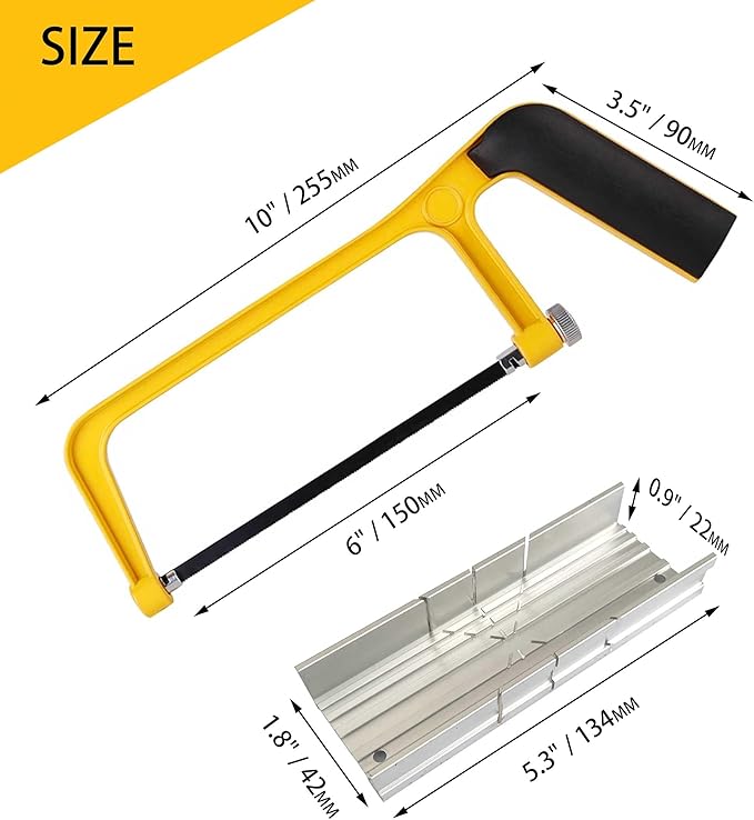 6 in. Mini Hacksaw Set - 150mm Extra Fine Cut Hack Saw Sets and 3pcs Extra Bi-Metal Blades for Wood and Metal